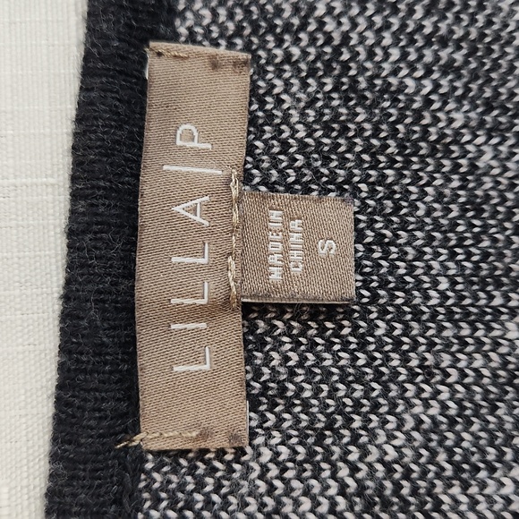 LILLA P Charcoal Gray White Moto Jacket Sweater. Size S - Picture 5 of 12